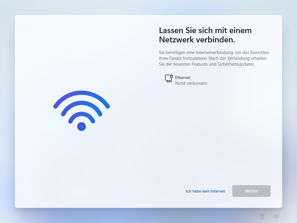 Nach dem Neustart ist eine neue Funktion sichtbar, um auch ohne Internet forzufahren.